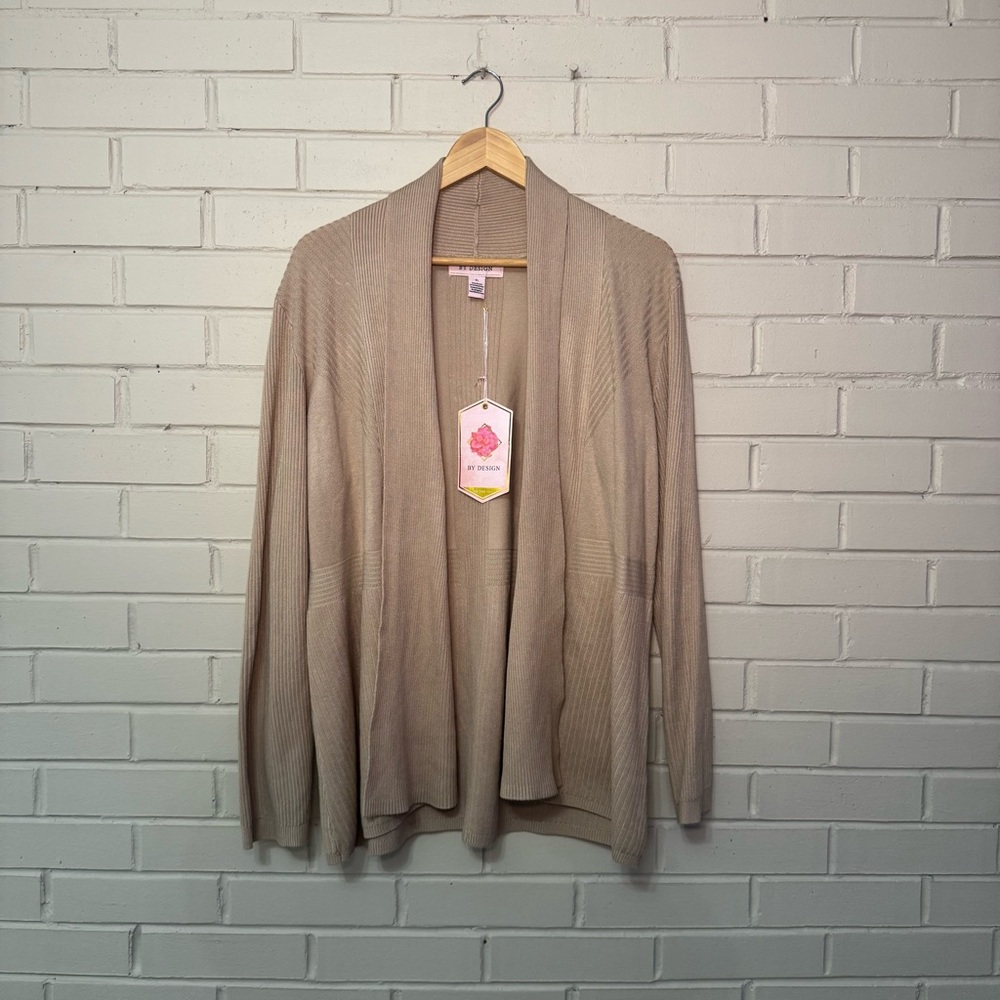 By Design Women's Tan Open Front Cardigan Size XL NWT
